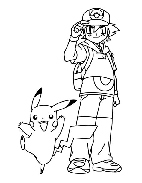 ash and pikachu coloring pages|Ash And Pikachu Coloring Page